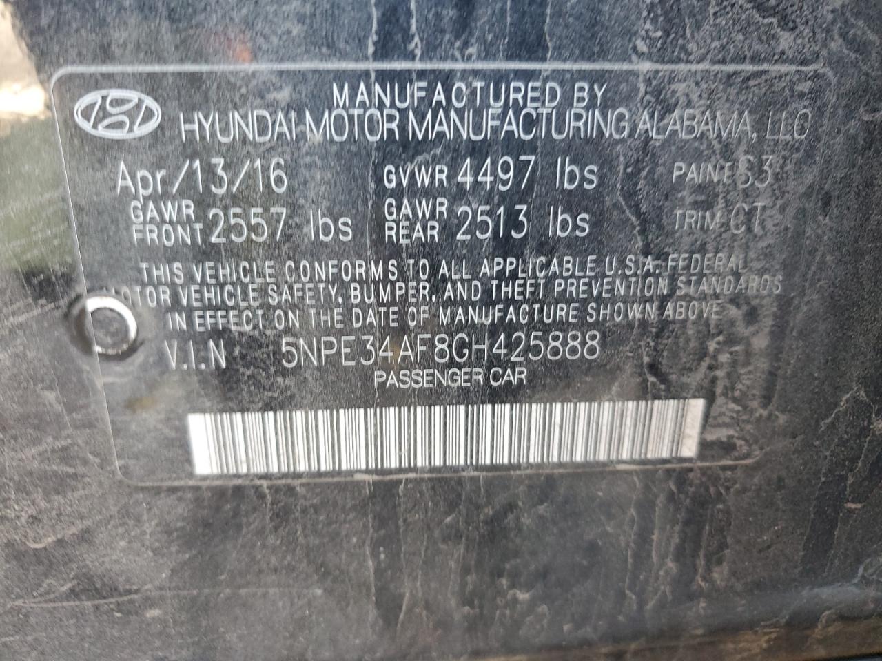 5NPE34AF8GH425888 2016 Hyundai Sonata Sport