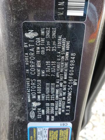 KNDMC5C16F6049848 KIA SEDONA EX