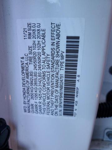 5FNYF6H61NB024751 Honda Pilot Touring