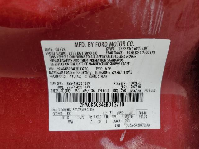 2FMGK5C84EBD13710 Ford FLEX SEL