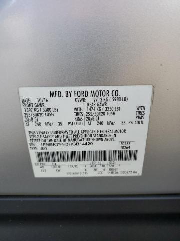 1FM5K7FH3HGB14420 Ford Explorer Limited