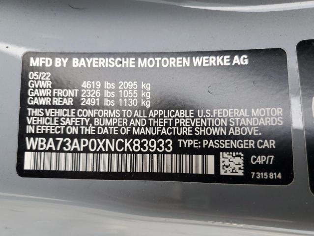 WBA73AP0XNCK83933 BMW 4 Series 430XI 12