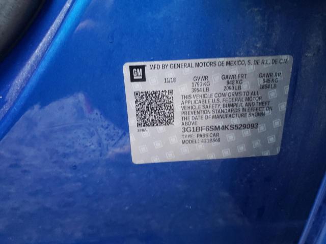 3G1BF6SM4KS529093 Chevrolet Cruze Premier