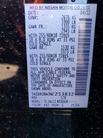 5N1DR3BA3NC253832 Nissan Pathfinder Sv