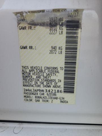 1N4AL3AP9HN342186 Nissan ALTIMA 2.5