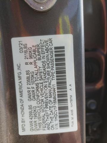 1HGCV1F16MA054411 | 2021 HONDA ACCORD LX