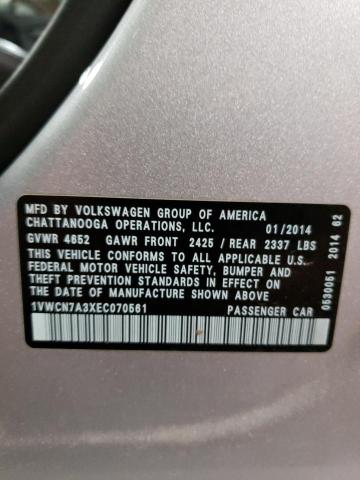 1VWCN7A3XEC070561 | 2014 VOLKSWAGEN PASSAT SEL