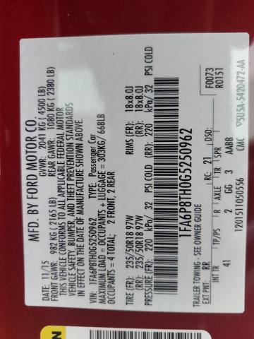 1FA6P8TH0G5250962 Ford MUSTANG
