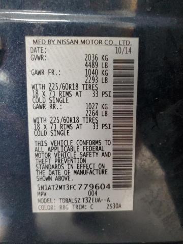 2015 Nissan Rogue S VIN: 5N1AT2MT3FC779604 Lot: 71446883