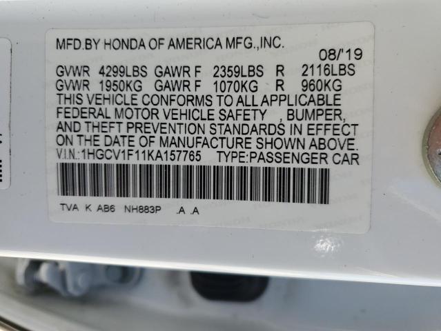  HONDA ACCORD 2019 Білий