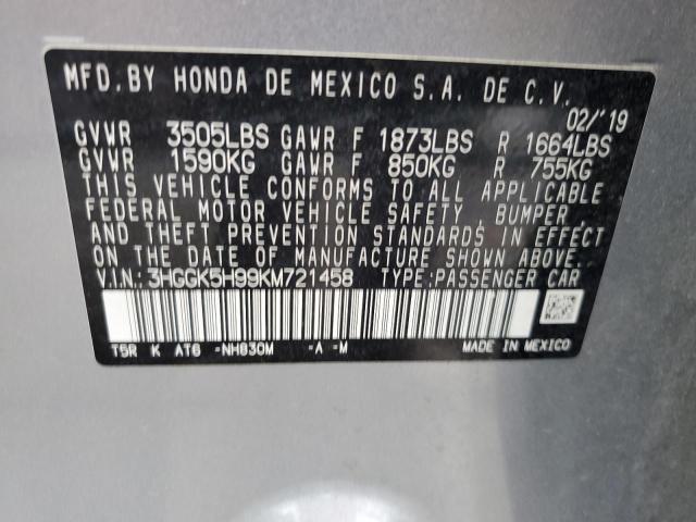 2019 HONDA FIT EXL 3HGGK5H99KM721458