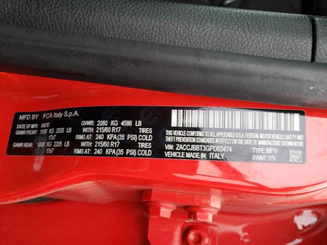2016 JEEP RENEGADE L - ZACCJBBT3GPD63474