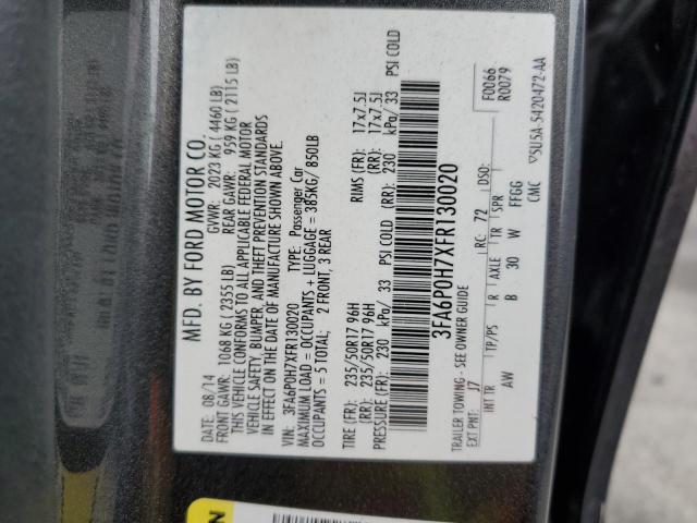 3FA6P0H7XFR130020 Ford FUSION SE