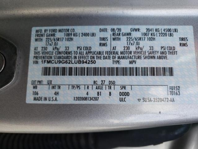 1FMCU9G62LUB94250 2020 FORD ESCAPE, photo no. 13