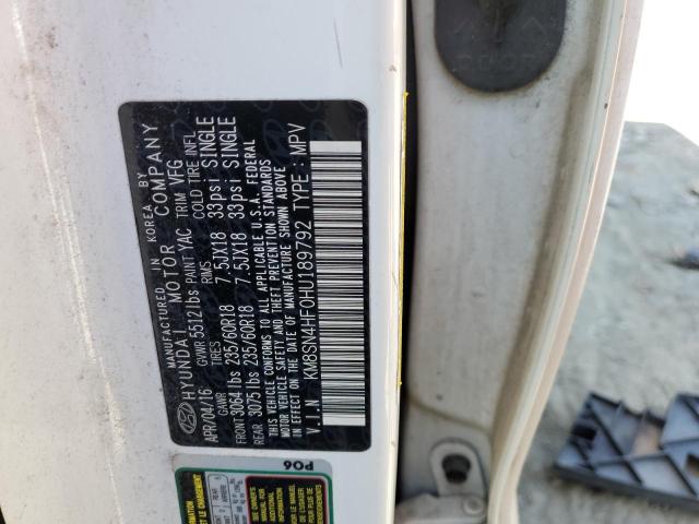 KM8SN4HF0HU189792 Hyundai Santa Fe Se