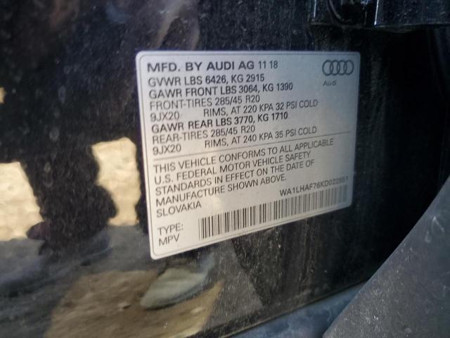 VIN WA1LHAF76KD022851 2019 Audi Q7, Premium Plus no.13