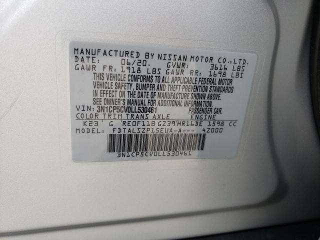 3N1CP5CV0LL530461 | 2020 NISSAN KICKS SV