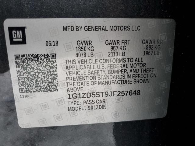  CHEVROLET MALIBU 2018 Вугільний