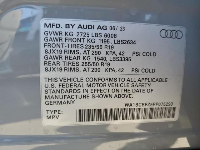 2023 Audi Q4 E-Tron Premium Plus VIN: WA1BCBFZ5PP075290 Lot: 73152213