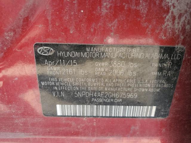 5NPDH4AE2GH675969 Hyundai ELANTRA SE