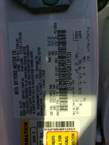 3FA6P0HD0KR159431 Ford FUSION SE