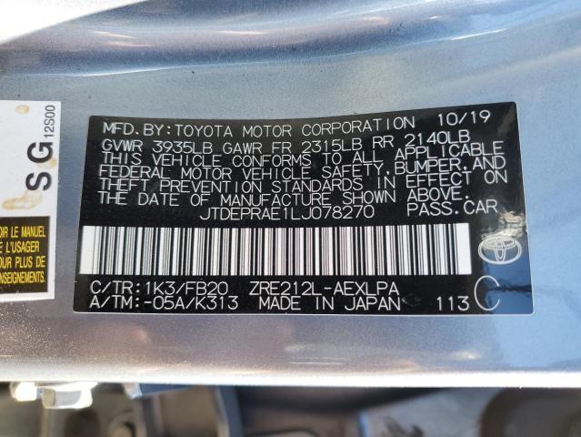 2020 TOYOTA COROLLA LE - JTDEPRAE1LJ078270