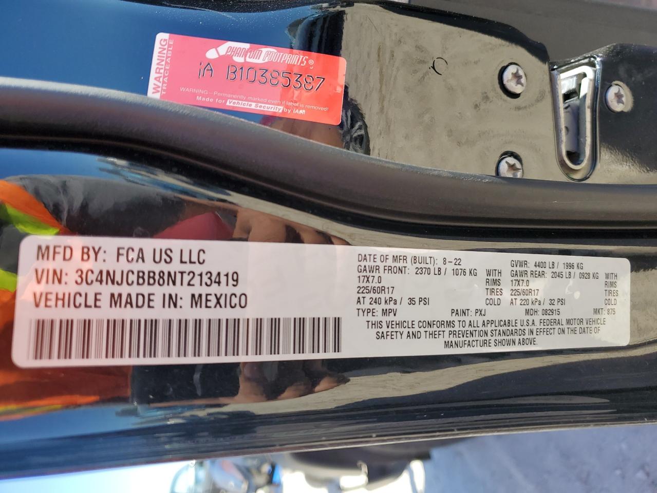 3C4NJCBB8NT213419 2022 Jeep Compass Latitude