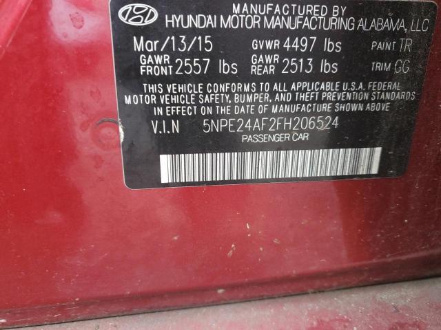 5NPE24AF2FH206524 Hyundai SONATA SE