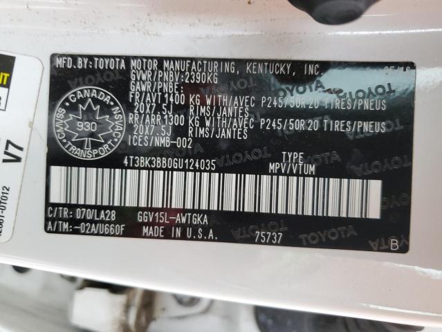 4T3BK3BB0GU124035 Toyota Venza Xle