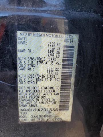 1N6AD0ER9FN701886 Nissan FRONTIER S