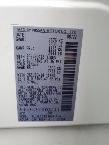 5N1DR3BD8PC203411 Nissan Pathfinder Sv