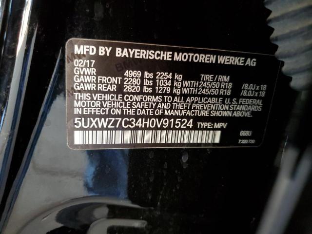 5UXWZ7C34H0V91524 BMW X3 Sdrive28i