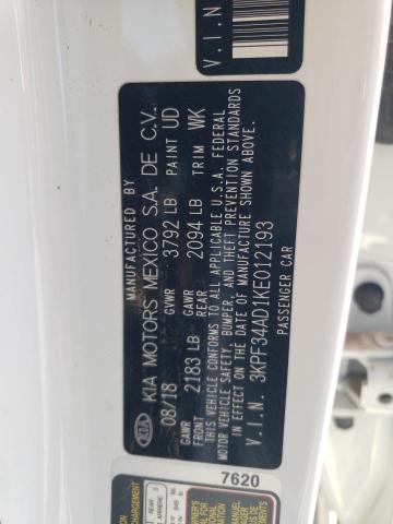 3KPF34AD1KE012193 KIA Forte Gt Line