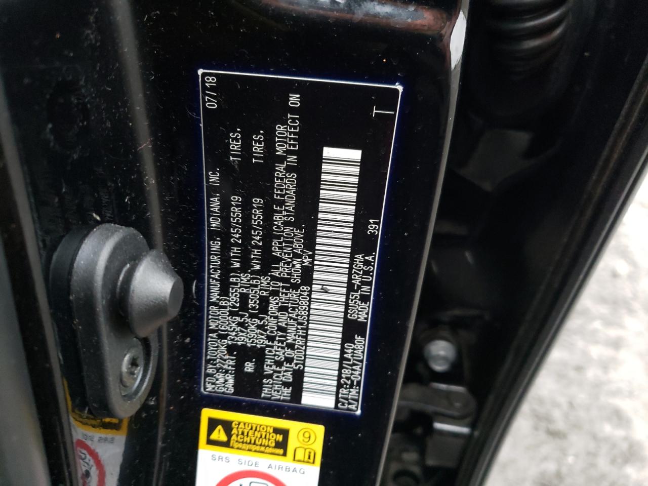 5TDDZRFH1JS898048 2018 Toyota Highlander Limited