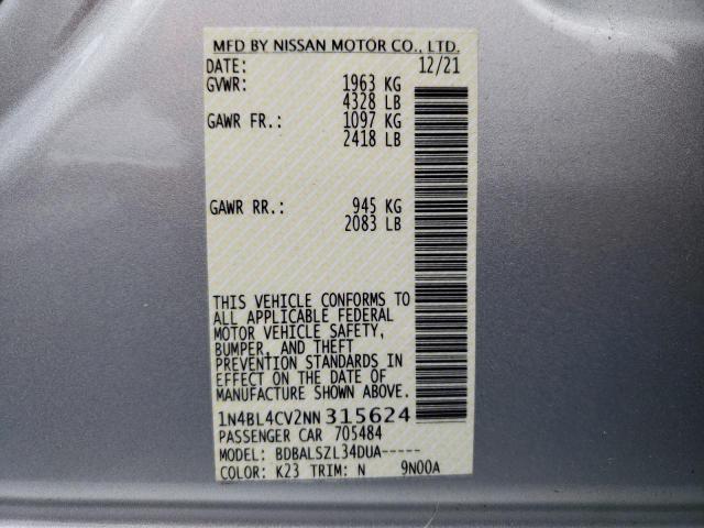 1N4BL4CV2NN315624 Nissan ALTIMA SR