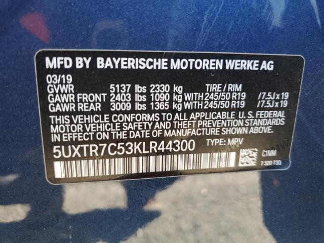 5UXTR7C53KLR44300 2019 BMW X3, photo no. 12