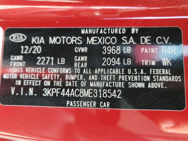 3KPF44AC8ME318542 KIA FORTE GT