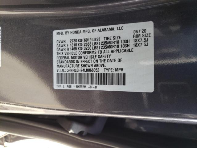 5FNRL6H74LB068052 Honda ODYSSEY EXL