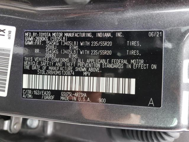 VIN 5TDLZRBH0MS130874 2021 Toyota Highlander, Xse no.13