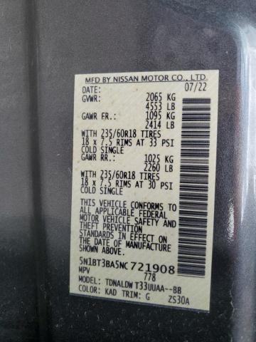 5N1BT3BA5NC721908 Nissan ROGUE SV