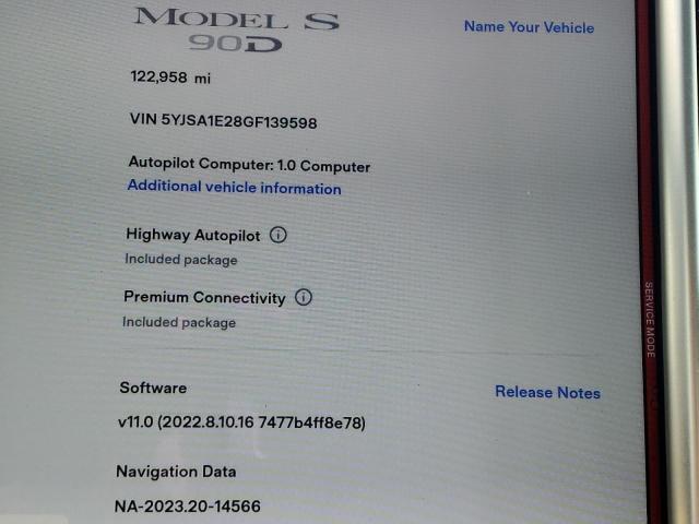 5YJSA1E28GF139598 Tesla MODEL S