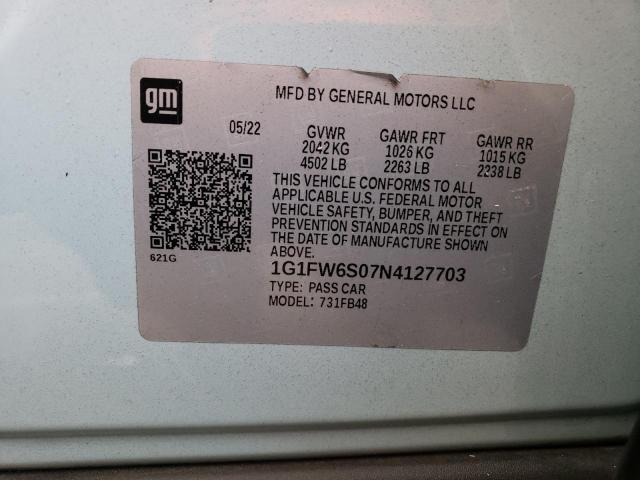 2022 CHEVROLET BOLT EV 1L 1G1FW6S07N4127703