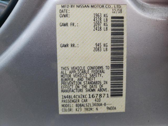 1N4BL4CV2KC167871 Nissan ALTIMA SR