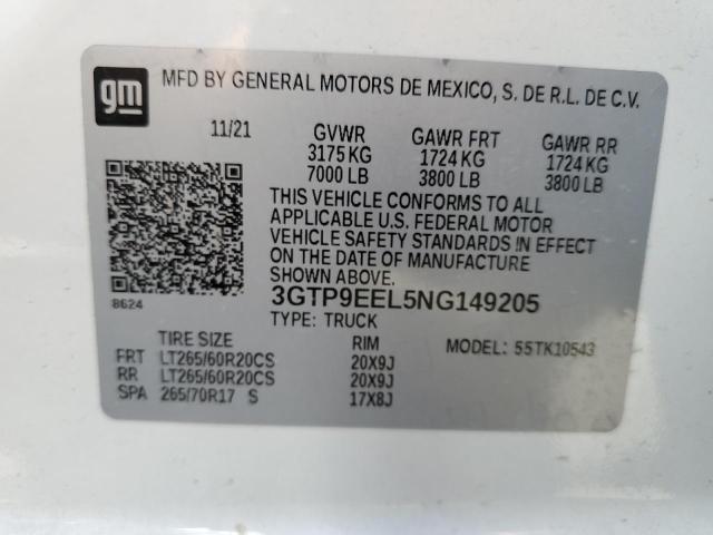 3GTP9EEL5NG149205 GMC Sierra Limited K1500 At4