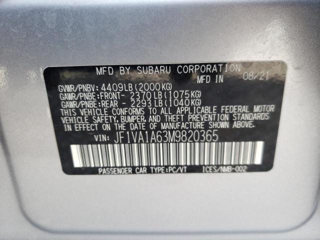JF1VA1A63M9820365 Subaru WRX