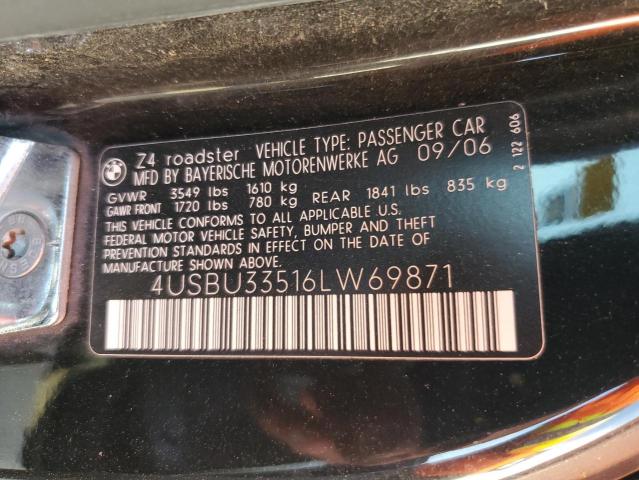 2006 BMW Z4 3.0 VIN: 4USBU33516LW69871 Lot: 74082873