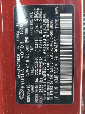KM8J33AL2KU904851 2019 HYUNDAI TUCSON