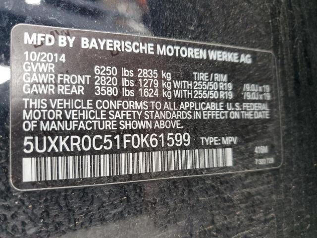 VIN 5UXKR0C51F0K61599 2015 BMW X5 no.12