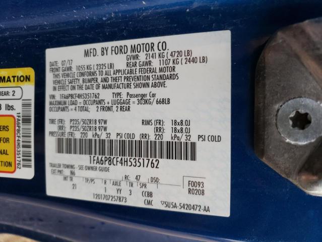 2017 FORD MUSTANG GT - 1FA6P8CF4H5351762