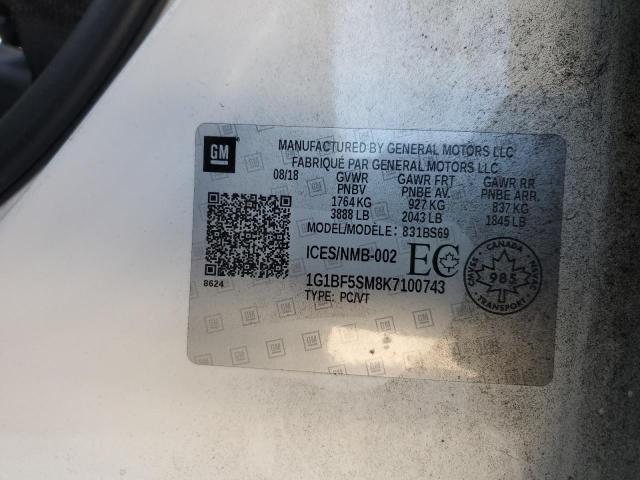 1G1BF5SM8K7100743 2019 CHEVROLET CRUZE
